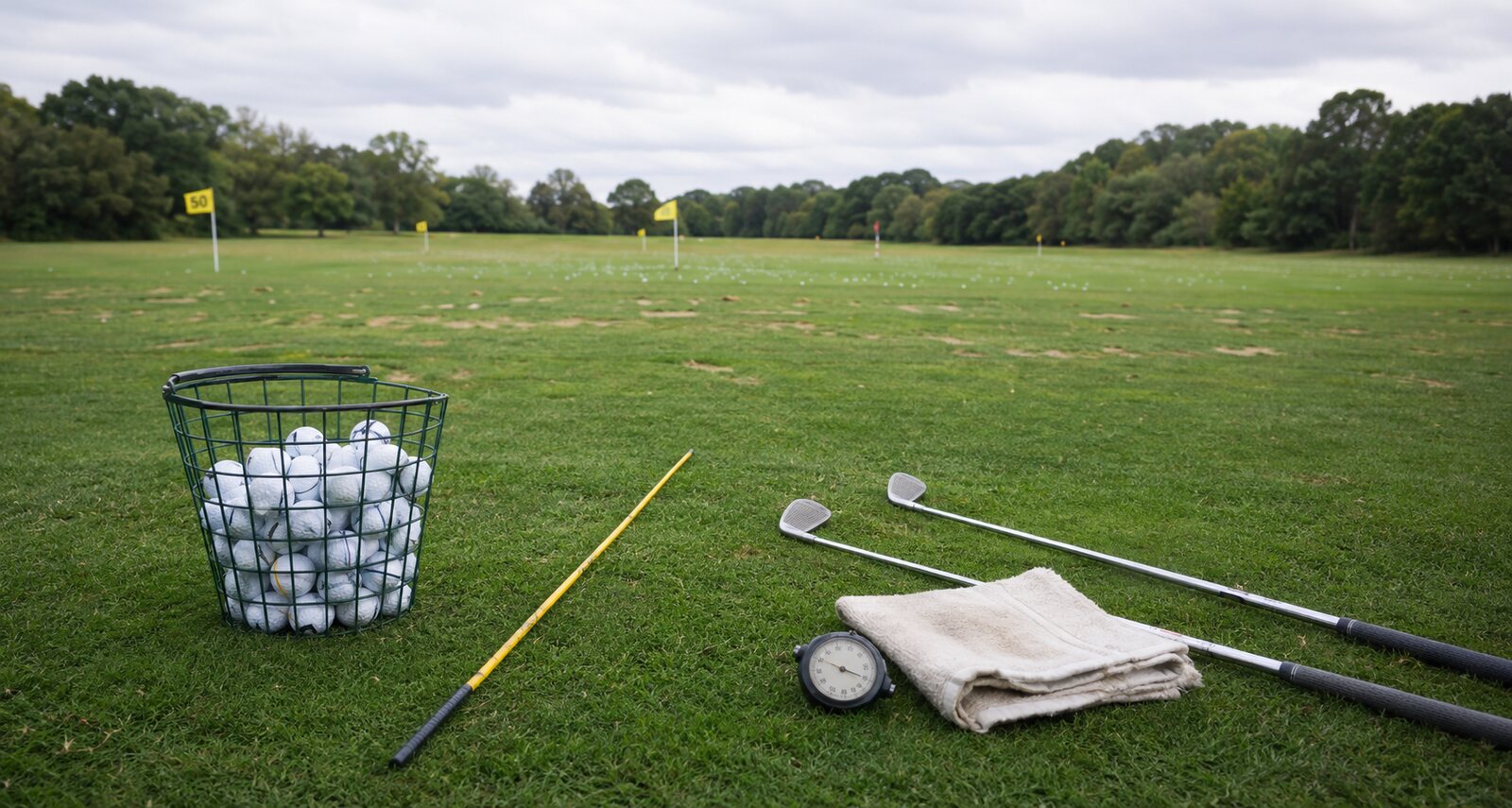 Golfer completing a focused thirty-minute range session